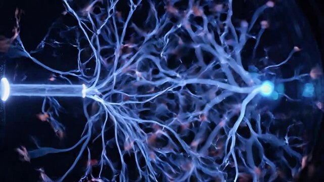 Plasma ball electric arcs and glowing energy filaments in dark background, scientific voltage lightning effect