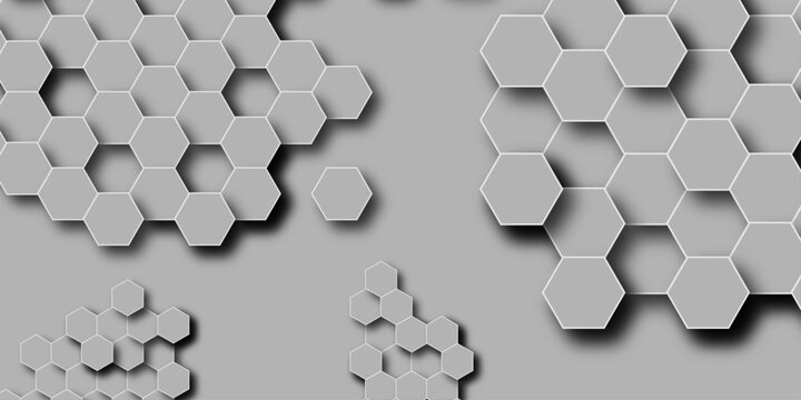 Gray luxury hexagons abstract background .gray hexagon futuristic technology honeycomb pattern vector design . Luxury gray Pattern. Vector Illustration. 3D Futuristic abstract honeycomb mosaic whit