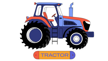 Naklejka premium Very beautiful realistic vector illustration of a TRACTOR featuring large agricultural tires, modern farming design, and professional fieldwork styling, isolated on white background, with a colorful l