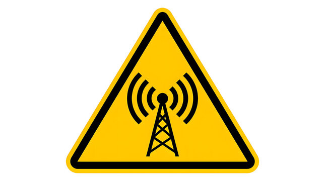 Non ionizing radiation warning sign vector icon for wireless frequency hazard