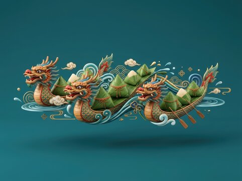 Vibrant seasonal design showcasing dragon boat festival theme arran elegantly