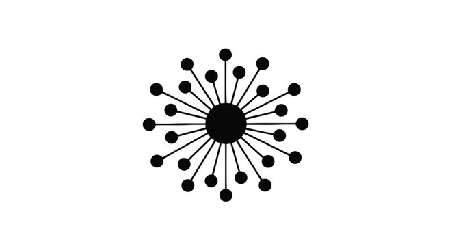 Vector illustration of abstract radial sunburst or dandelion icon on a transparent background