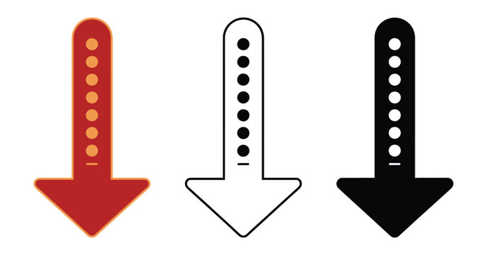 Download arrow vector set featuring retro-style arrows with light bulb elements for creative ideas, file downloads, navigation, and web interface design.