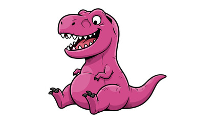 Cute pink t rex dinosaur character sitting down with dinosaur, character © MSTRUNA
