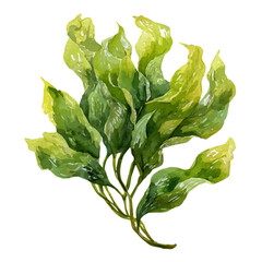 Watercolor Seaweed Salad vector, artistic painting style, high-resolution illustration on a pure white background. © Cooper