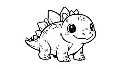 Cute baby stegosaurus line art coloring page with dinosaur, stegosaurus © MSTRUNA