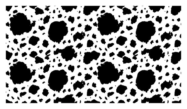 Irregular organic spots and splatters form a natural seamless pattern in a monochrome animal skin style