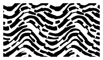 Wavy brush strokes and thick hand painted lines form a dynamic seamless pattern in a minimalist style © Mago