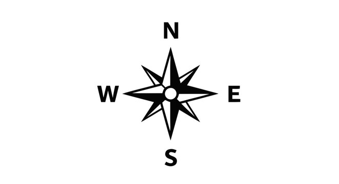 Vector illustration of compass rose icon on a transparent background