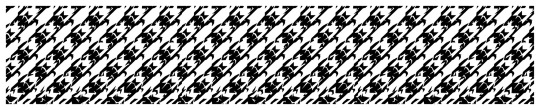 Diagonal houndstooth check pattern creates a dynamic geometric background in a classic monochrome style