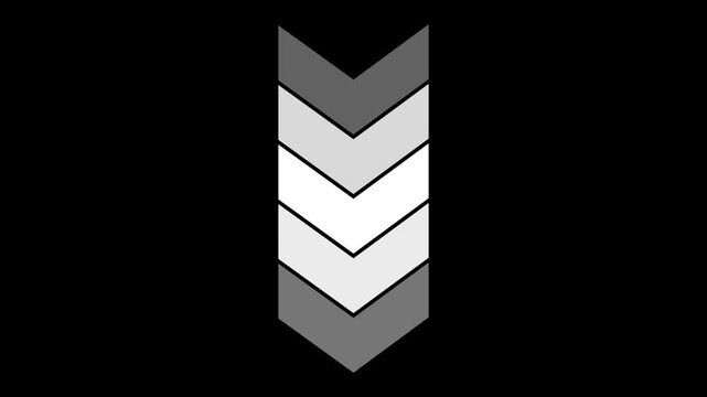 Modern chevron arrow stack design in grey and white shades as a vertical gradient symbol for digital interface navigation and ui elements