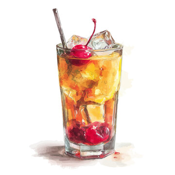 Watercolor painting of Soft Drink, detailed and artistic vector illustration on a white background.
