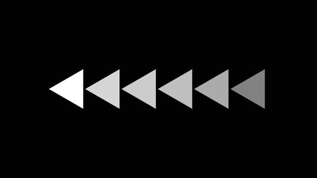 Row of six gray triangles pointing left in a horizontal line design element
