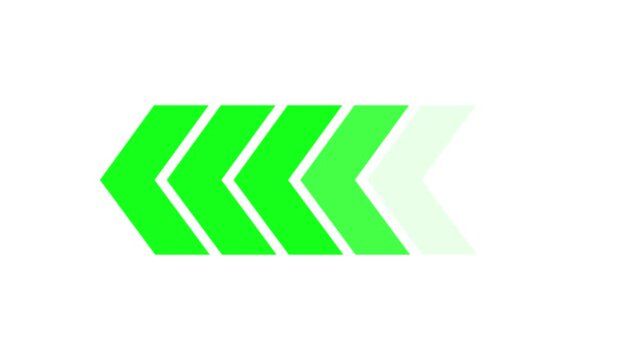 Green arrow icons pointing right in a row showing motion and progress