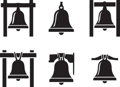 Black bell icons with different designs