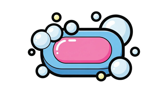 Colorful cartoon soap bubble surrounded.