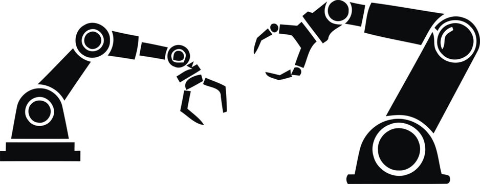 Two robotic arms reaching for each other