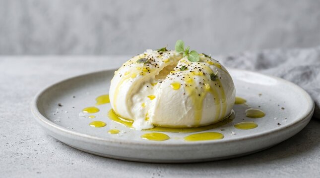 Gourmet Burrata with Olive Oil Minimal Style
