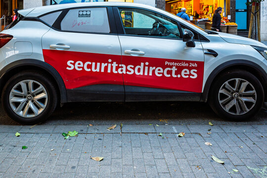 Barcelona, Spain- June 18, 2026: Securitas Direct company car parked on city street