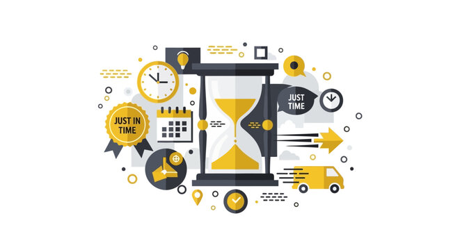 Just In Time (JIT) Logistics and Supply Chain Management Concept Infographic Illustration
