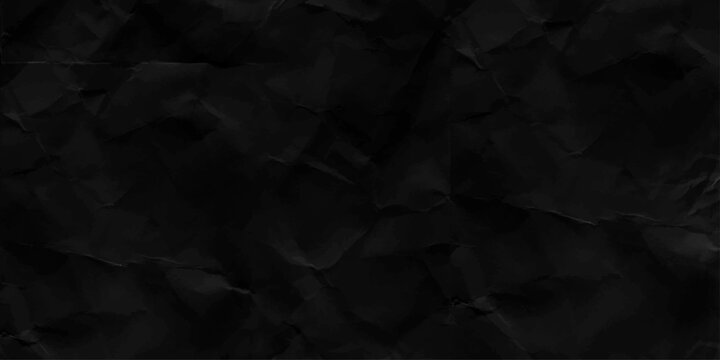 Paper crumpled background texture black wall abstract dark design. Black crumpled paper texture background. 