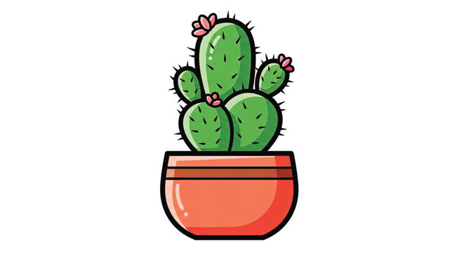 Prickly Pear Cactus in Pot.