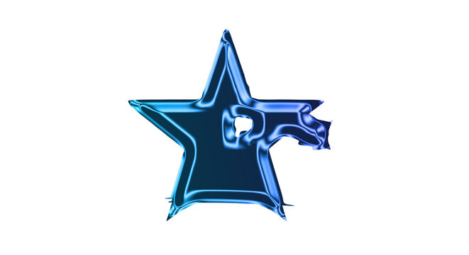 A blue star shaped gun with a revolver on a transparent background