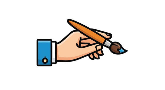 Hand holding a paint brush tightly.