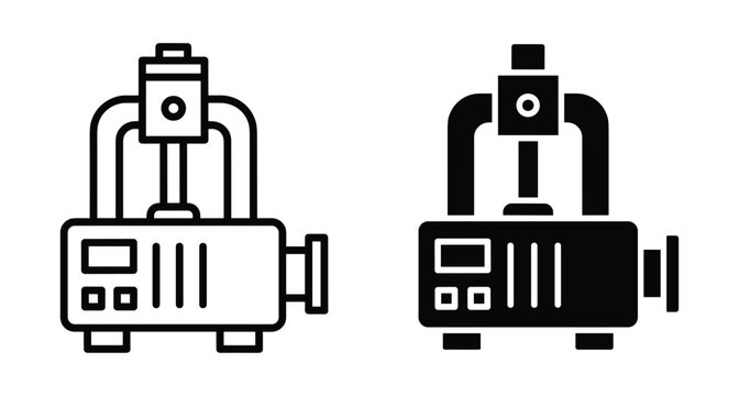 industrial air compressor icon set showing pneumatic pump machine equipment for construction workshop garage tools industrial air compressor icon set