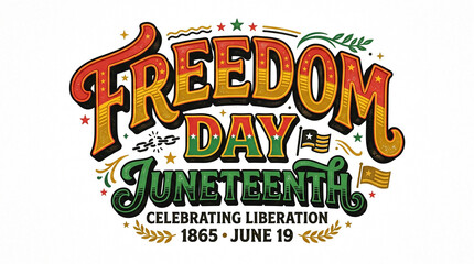 Fototapeta premium Juneteenth freedom day celebrating liberation 1865 june 19 typography design
