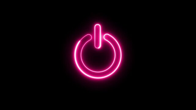 Neon Pink Power Button Icon Glowing Line Animation Loop