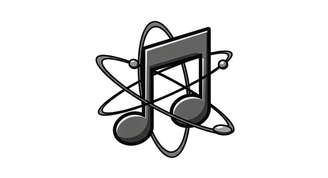 Music note with atomic symbol.