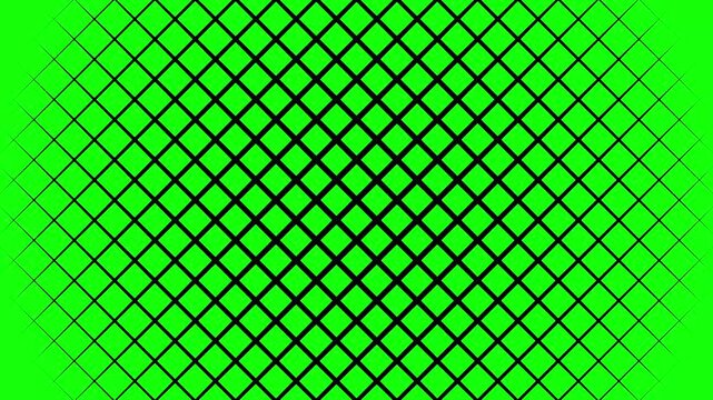 Black Grid Line Halftone Pattern Scaling on Green Screen