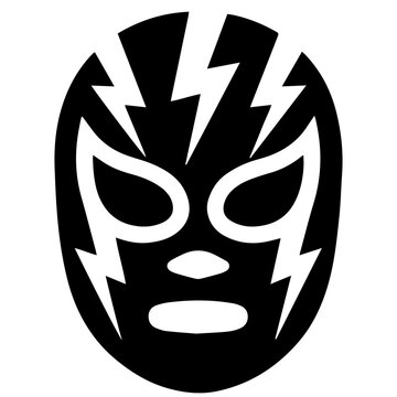 Lightning bolt design mexican wrestler mask with wrestler lightning silhouette wrestling tradition