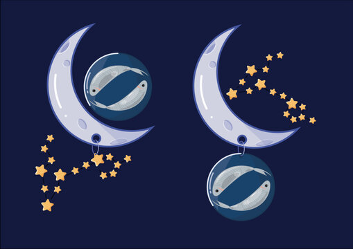 Illustraion of pisces zodiac sign