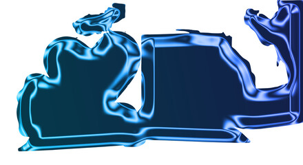 A blue neon outline of a reindeer pulls a sleigh through night © Said