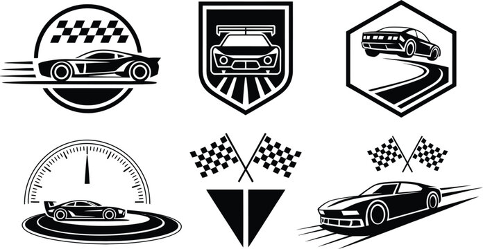sports car racing vector logo set