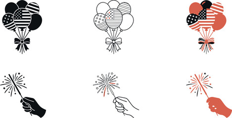 Patriotic American Flag Balloons for Celebration © mdsohrab