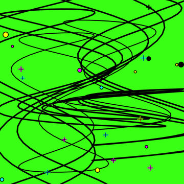 Psychedelic Y2K Spirograph Background with Thick Lines in Toxic Green and Magenta