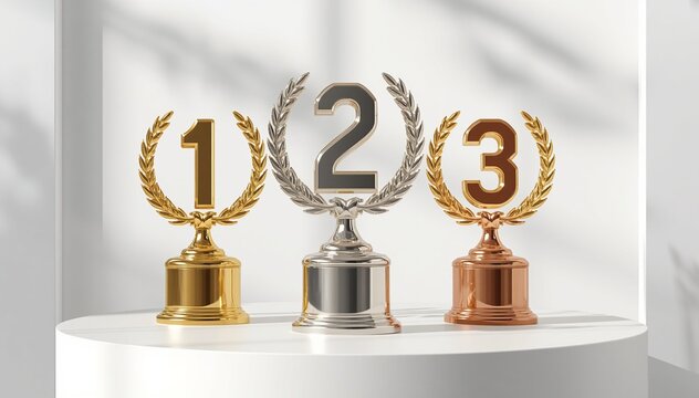 Award trophy collection for first second and third place winners