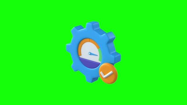 Gear Mechanism Icon Isolated on Vibrant Green Background Minimalist Design