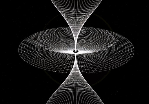 Conceptual illustration of a wormhole in spacetime