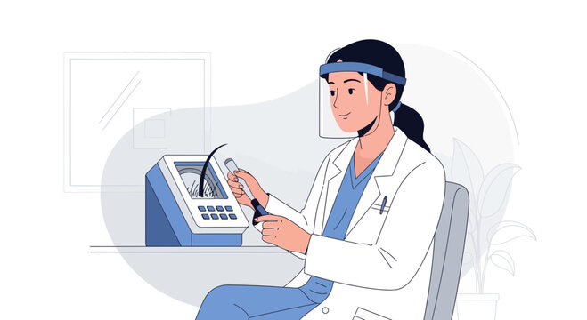 Doctor with EEG machine, medical exam, healthcare, brainwave test, neurologist science