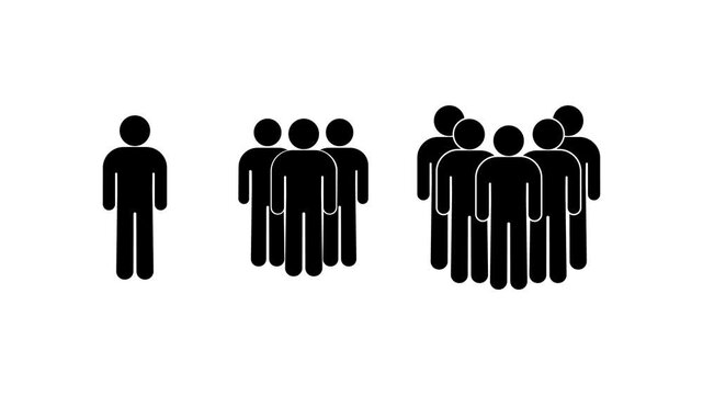 group of people, crowd, set of icons stick man figure stickman standing