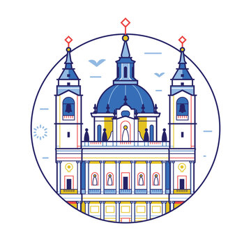Almudena Cathedral Madrid Landmark Line Icon