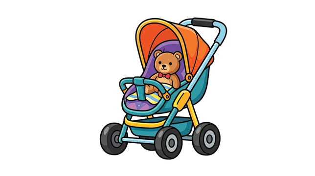 Baby Stroller with Teddy Bear Inside.