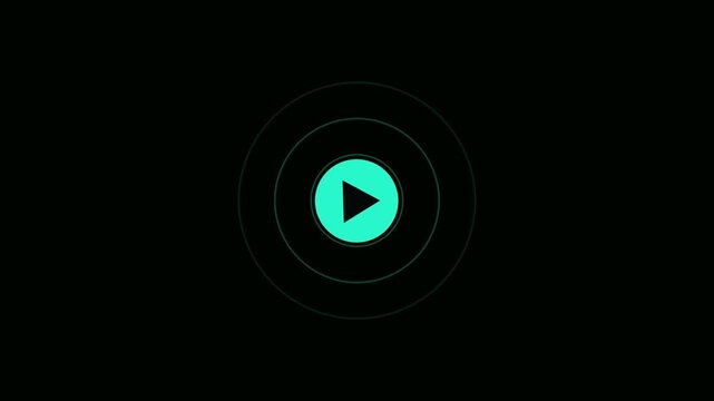  video play icon for website and mobile design animation on black background. glowing play button animation. 4k video 