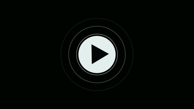  video play icon for website and mobile design animation on black background. glowing play button animation. 4k video 