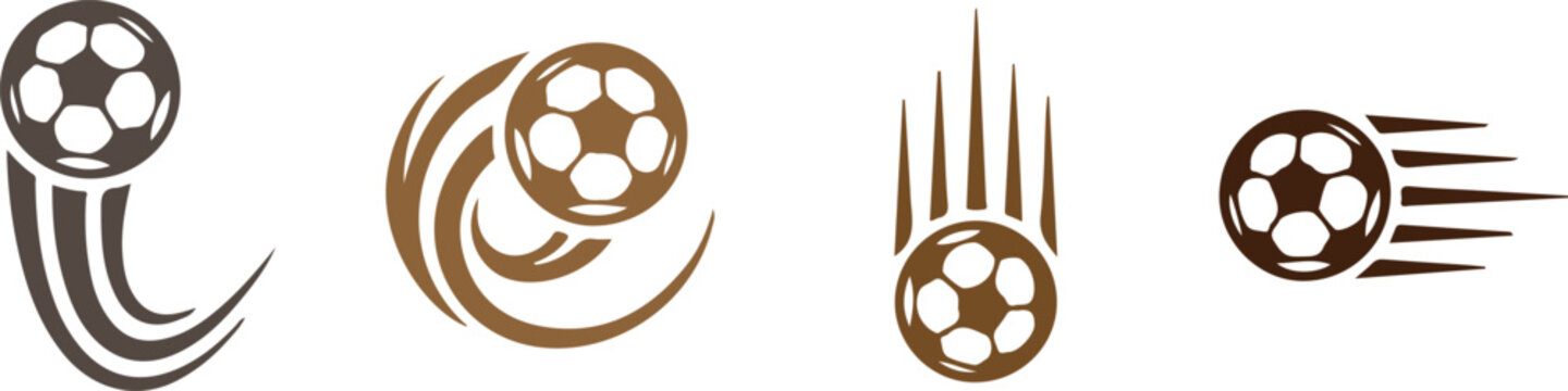 Brown football logos with vertical spike drop lines and circular wave trails