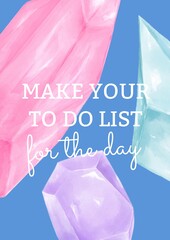 Obraz premium Pastel crystal-themed to-do list motivational poster with blue background